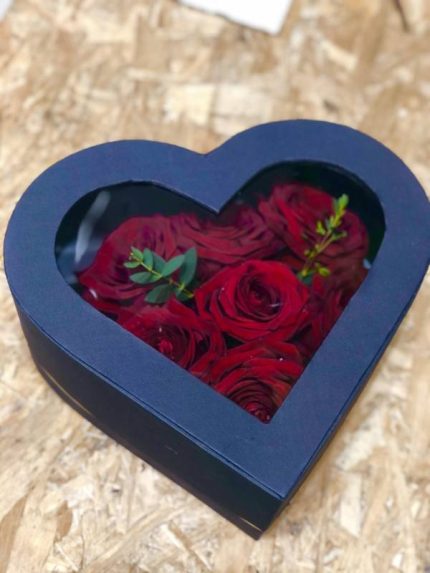 Καρδιά Κουτί με Τριαντάφυλλα-Σχήμα Καρδιάς Μπλε