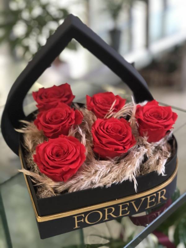 Forever Roses Σχήμα Καρδιάς-Πούπουλα